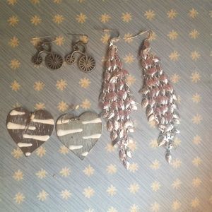 Mixed silver finish earrings trio bundle